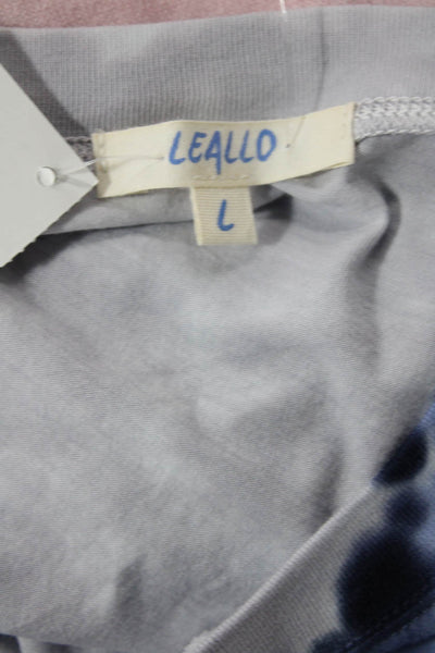 Leallo Womens Cotton Tie Dye Print Sleeveless Casual Tank Top Blue Size L