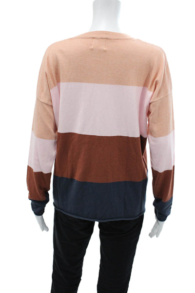 WISPR Womens Cotton Crew Neck Long Sleeve Striped Knit Top Multicolor Size M