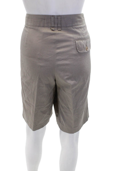 BCBG Max Azria Womens Cotton Mid-Rise Zip Khaki Shorts Beige Size 12