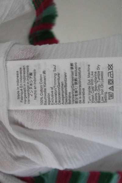 J Crew Womens Short Sleeve Striped Fringe Mini Dress White Cotton Size 2XS