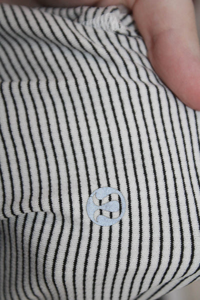 Lululemon Womens Striped Round Neck Long Sleeve Activewear Top White Size 4