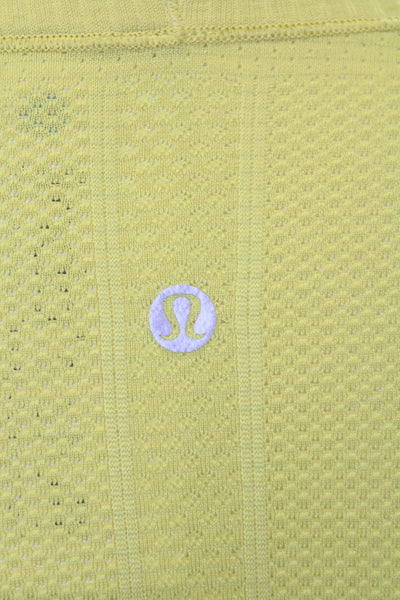 Lululemon Womens Solid Round Neck Long Sleeve Activewear Top Yellow Size 4