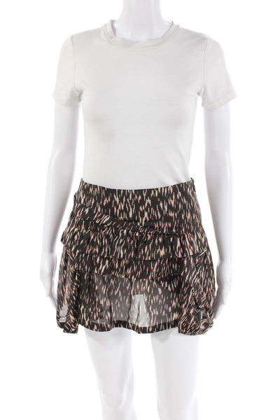 Theory Womens Silk Abstract Print Tiered Mini Zip Up Skirt Multicolor Size 0