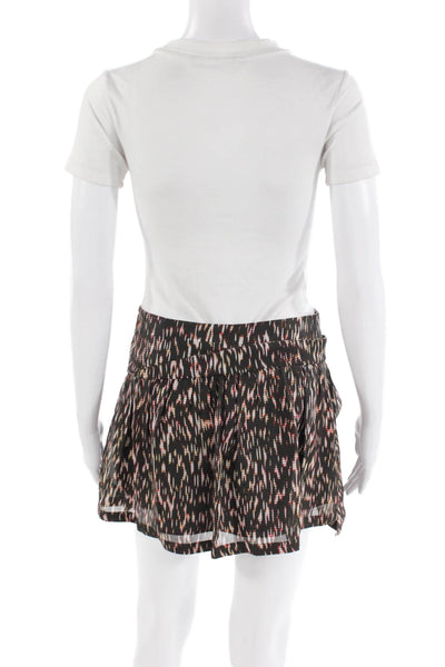 Theory Womens Silk Abstract Print Tiered Mini Zip Up Skirt Multicolor Size 0