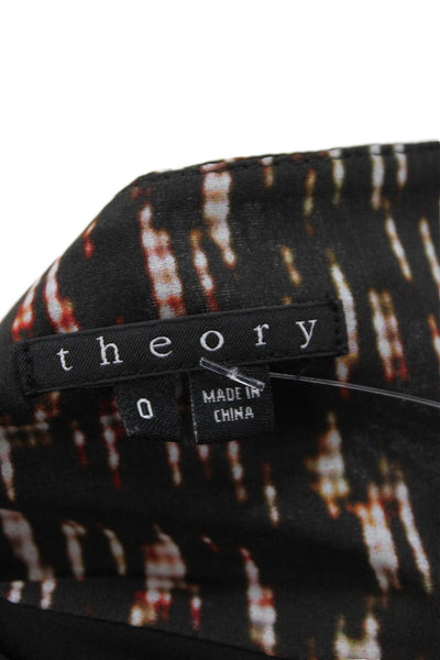 Theory Womens Silk Abstract Print Tiered Mini Zip Up Skirt Multicolor Size 0