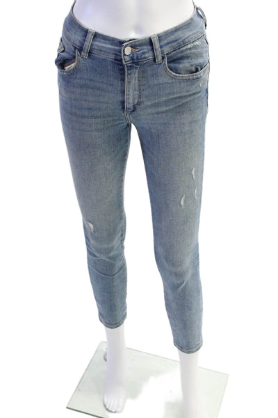 DL1961 Womens Florence Mid Rise Medium Wash Skinny Crop Jeans Blue Size 24