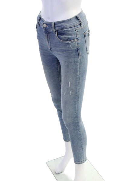 DL1961 Womens Florence Mid Rise Medium Wash Skinny Crop Jeans Blue Size 24