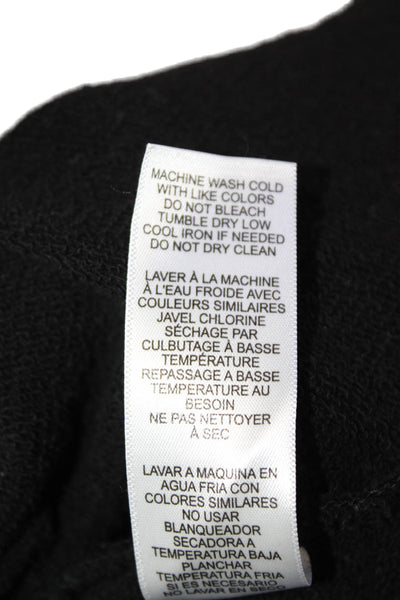 Frame Womens Cotton Solid Crew Neck Scalloped Hem Sweatshirt Top Black Size XS