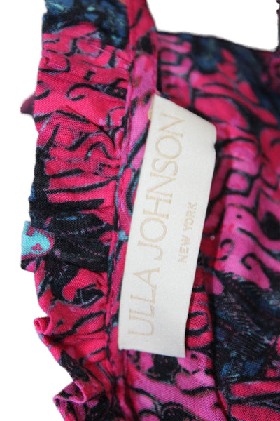 Ulla Johnson Womens Cotton Blend Floral Long Sleeve Blouse Top Pink Size 00