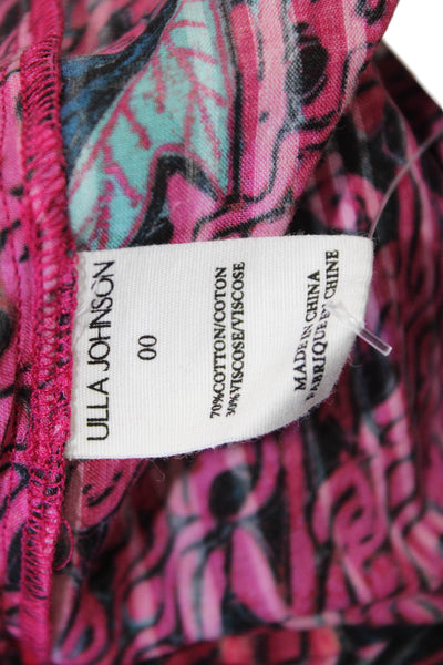 Ulla Johnson Womens Cotton Blend Floral Long Sleeve Blouse Top Pink Size 00