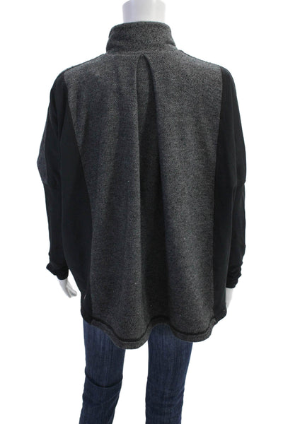 Vim Mia Womens Full Zipper Mock Neck Jacket Gray Black Size Extra Small