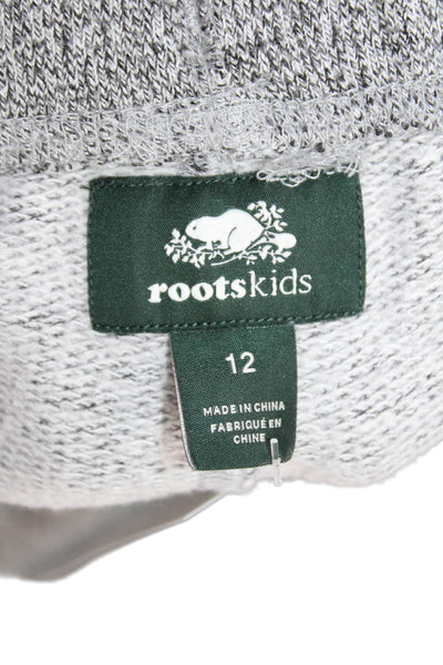 Roots Boys Cotton Drawstring Stretch Straight Sweatpants Gray Size 12