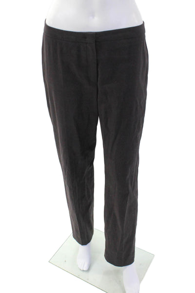Escada Womens Zipper Fly Mid Rise Straight Leg Pants Brown Cotton Size FR 36