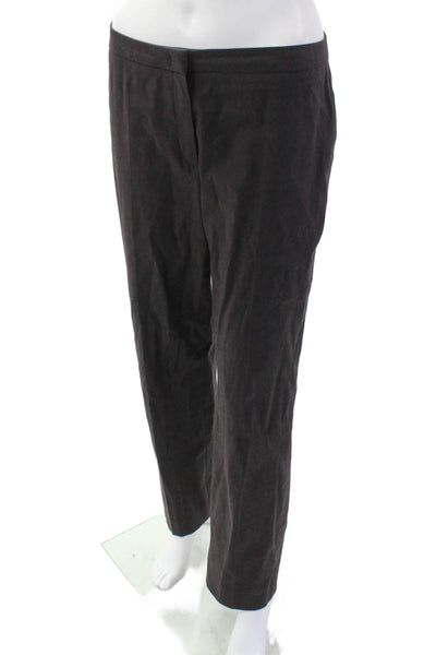 Escada Womens Zipper Fly Mid Rise Straight Leg Pants Brown Cotton Size FR 36