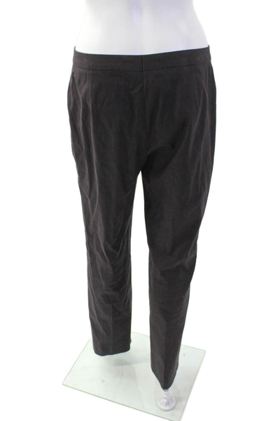 Escada Womens Zipper Fly Mid Rise Straight Leg Pants Brown Cotton Size FR 36