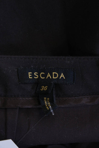 Escada Womens Zipper Fly Mid Rise Straight Leg Pants Brown Cotton Size FR 36
