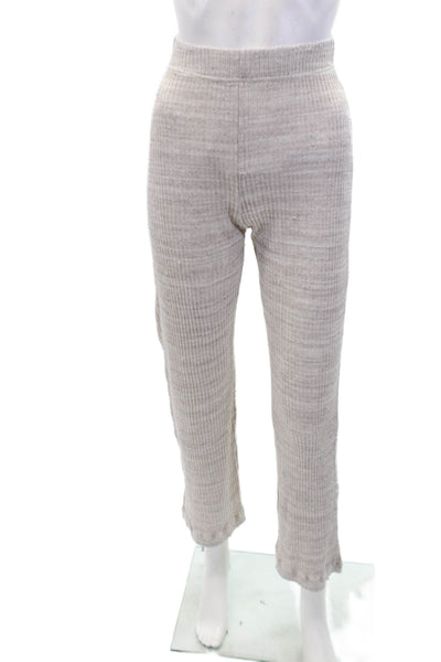 Something Navy Womens Linen Blend Elastic Waist Flared Pants Taupe Size XS