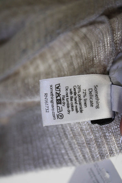 Something Navy Womens Linen Blend Elastic Waist Flared Pants Taupe Size XS