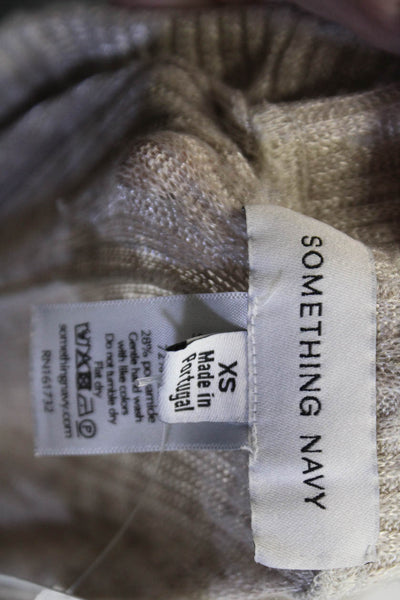 Something Navy Womens Linen Blend Elastic Waist Flared Pants Taupe Size XS