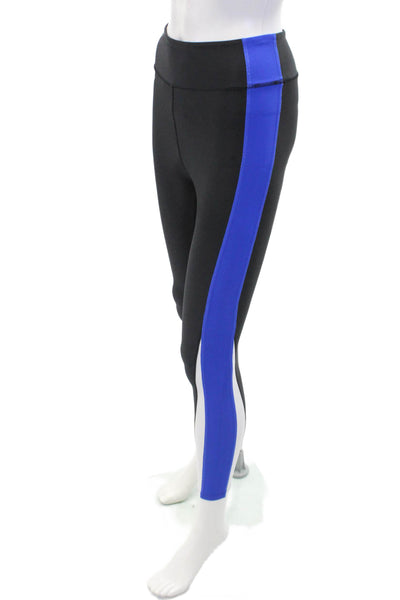 PE Nation Womens Stretch Striped Mid-Rise Activewear Ankle Leggings Black Size S