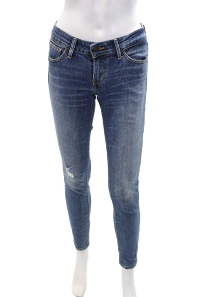 Levis Womens Cotton Denim Distressed Low-Rise Skinny Jeans Blue Size 26