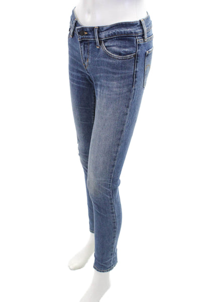 Levis Womens Cotton Denim Distressed Low-Rise Skinny Jeans Blue Size 26