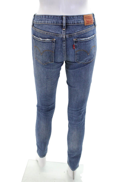 Levis Womens Cotton Denim Distressed Low-Rise Skinny Jeans Blue Size 26