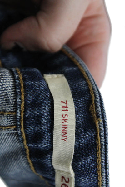 Levis Womens Cotton Denim Distressed Low-Rise Skinny Jeans Blue Size 26