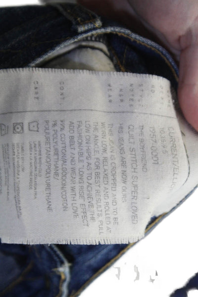 Current/Elliott Womens Denim Embroidered Mid-Rise Straight Jeans Blue Size 24