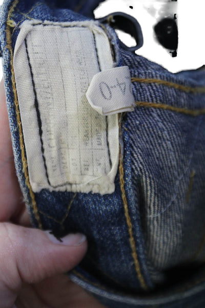 Current/Elliott Womens Denim Embroidered Mid-Rise Straight Jeans Blue Size 24