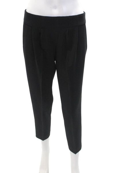 J Crew Womens Pleated Four Pocket Mid-Rise Tapered Pants Trousers Black Size 2