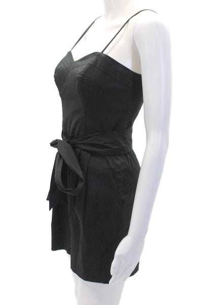 Shoshanna Womens Cotton Sweetheart Neckline Sleeveless Romper Black Size 0