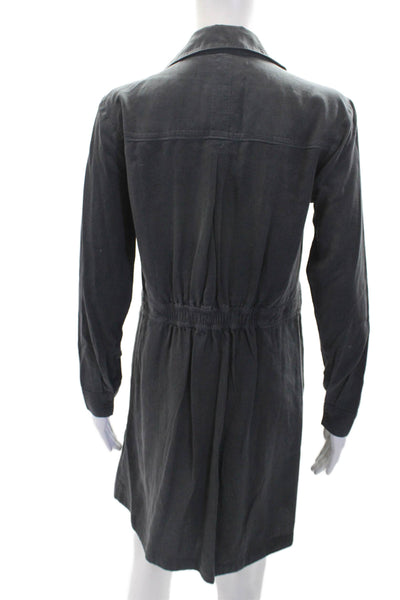 Cloth & Stone Womens Multi-Pocket Long Sleeve Button Up Shirt Dress Gray Size XS