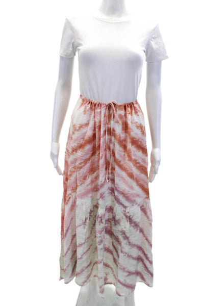 YFB Womens Unlined Tie Dye Drawstring Waist Maxi Skirt Multicolor Size XS