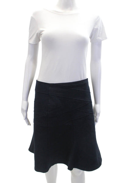 Nanette Lepore Womens Back Zip Knee Length A Line Skirt Navy Size 8