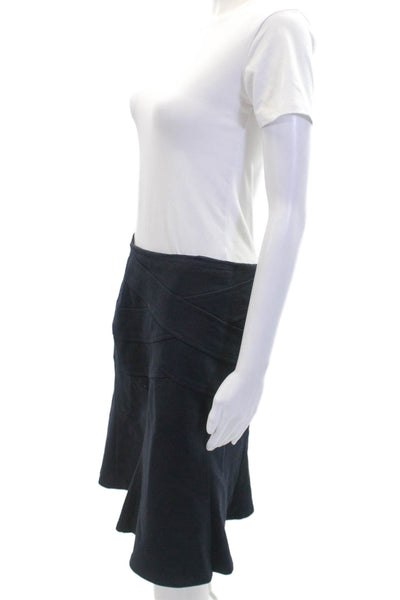 Nanette Lepore Womens Back Zip Knee Length A Line Skirt Navy Size 8