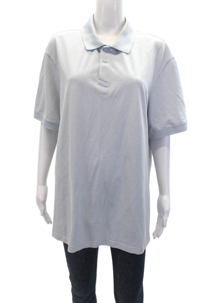 Lululemon Mens Short Sleeve Collared Boxy Polo Shirt Blue Cotton Size XL