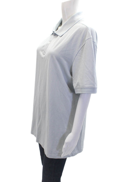 Lululemon Mens Short Sleeve Collared Boxy Polo Shirt Blue Cotton Size XL