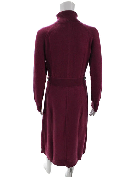 Derek Lam Womens Knit Turtleneck Gold Tone Hook Detail Maxi Dress Purple Size S