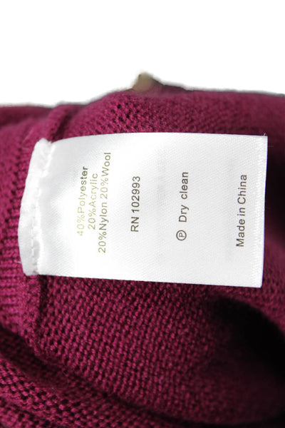 Derek Lam Womens Knit Turtleneck Gold Tone Hook Detail Maxi Dress Purple Size S