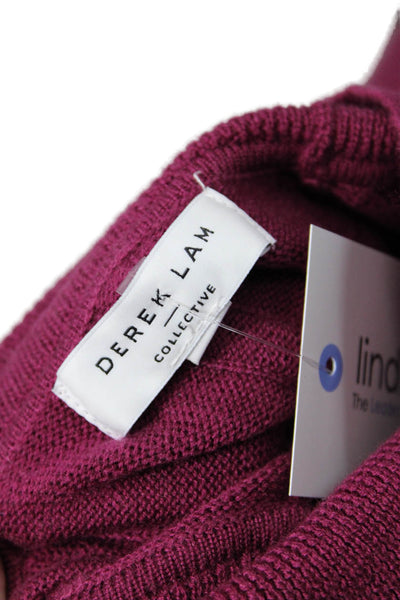 Derek Lam Womens Knit Turtleneck Gold Tone Hook Detail Maxi Dress Purple Size S