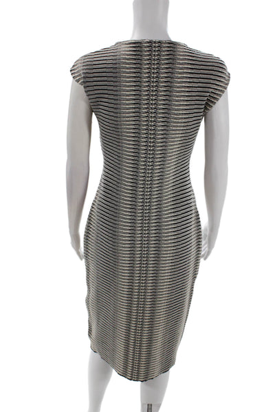 Antonio Berardi Womens Wool Sleeveless Striped Maxi Dress Gray Size 44