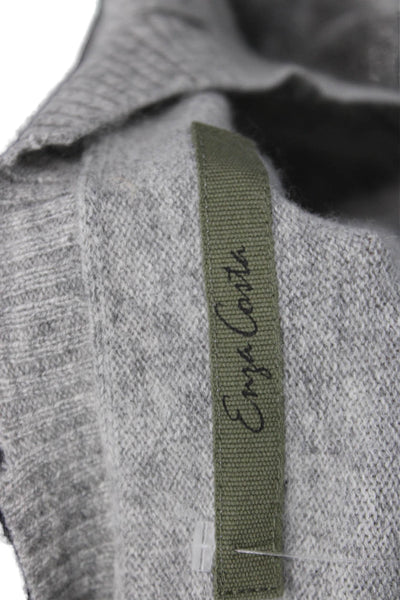 Enza Costa Womens Wool Distressed Detail Long Sleeve Sweater Dress Gray Size M