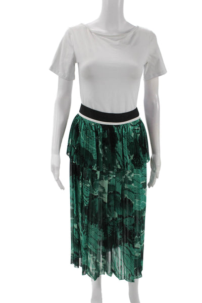 Victoria Beckham Womens Pleated Detail Layered Maxi Skirt Green Size 14