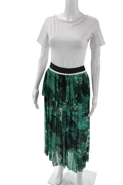 Victoria Beckham Womens Pleated Detail Layered Maxi Skirt Green Size 14