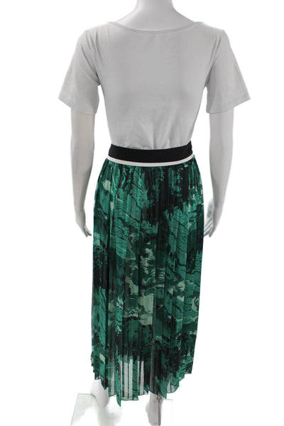 Victoria Beckham Womens Pleated Detail Layered Maxi Skirt Green Size 14
