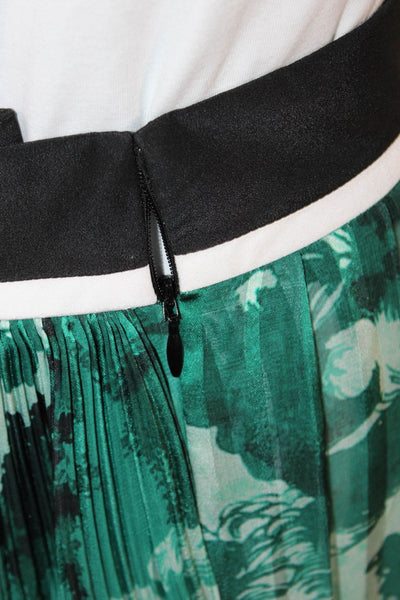 Victoria Beckham Womens Pleated Detail Layered Maxi Skirt Green Size 14