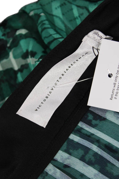 Victoria Beckham Womens Pleated Detail Layered Maxi Skirt Green Size 14