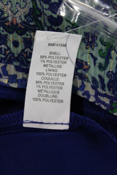 Ramy Brook Womens Sleeveless Pleated Neck Smocked Waist Mini Dress Blue Size S