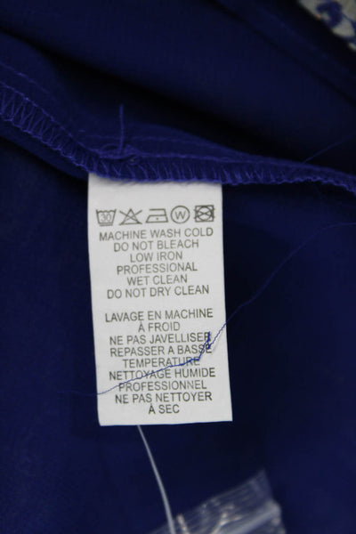 Ramy Brook Womens Sleeveless Pleated Neck Smocked Waist Mini Dress Blue Size S